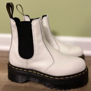 Dr martens smooth leather platform Chelsea boots, white